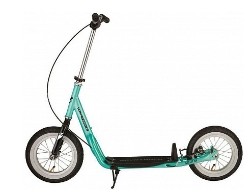 Самокат NOVATRACK STAMP N4 бирюзовый, ручной тормоз V-brake, мягкая накладка на руле, дропаут 
