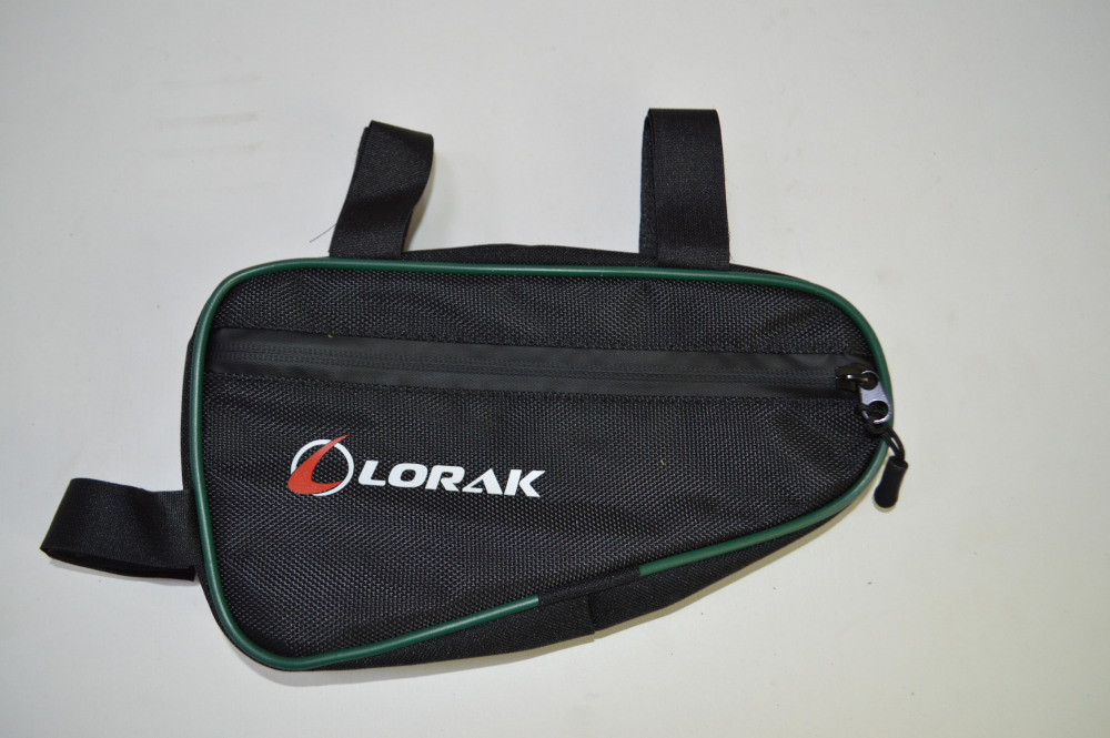 Сумка Lorak 453 под раму 23х12,5х5см черно-зелёный, код 45305 