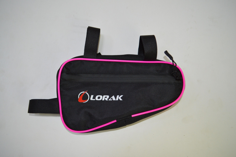 Сумка Lorak 453 под раму 23х12,5х5см черно-розовый, код 45307 