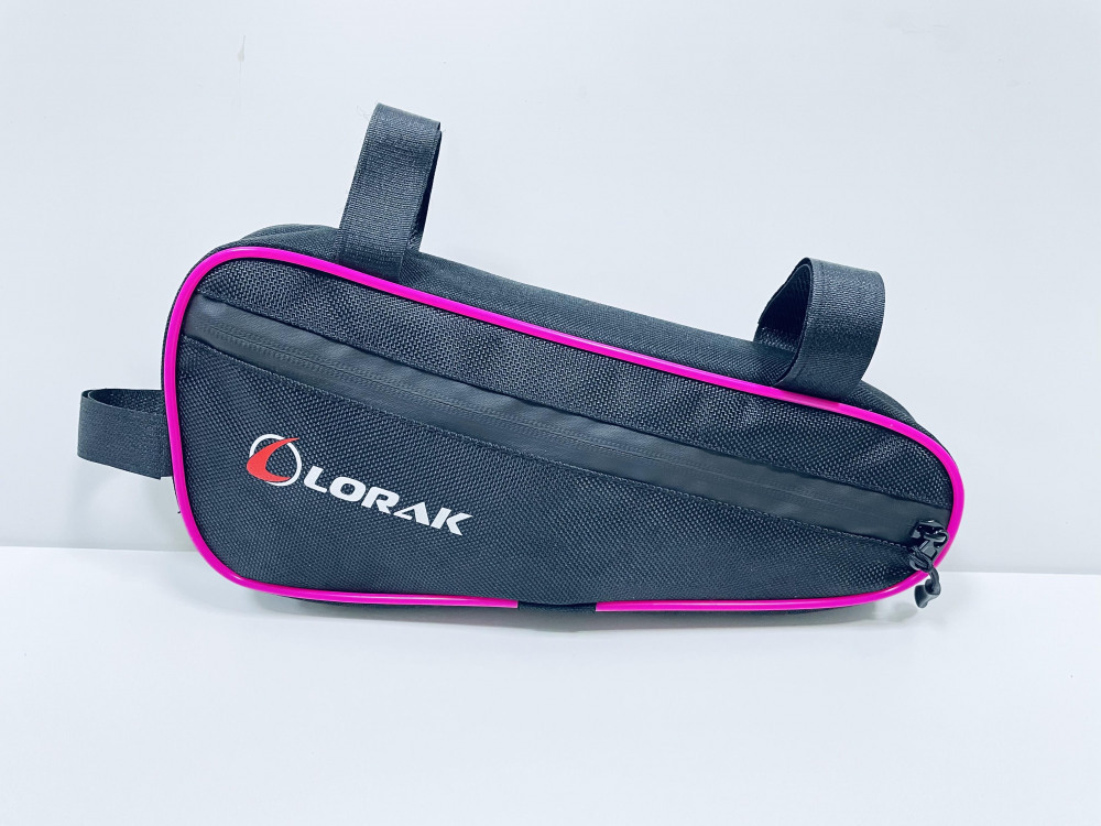 Сумка Lorak 455 под раму 30х14х5см черно-розовый, код 45507 