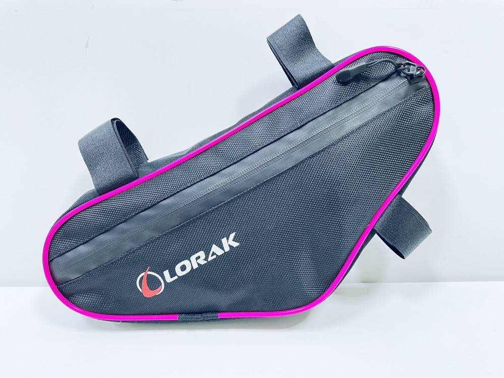 Сумка Lorak 456 под раму 32х15х5см черно-розовый, код 45607 