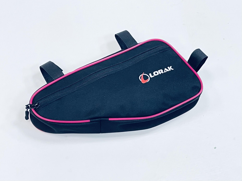 Сумка Lorak 466 под раму 33х17х5см черный-розовый, код 46607 