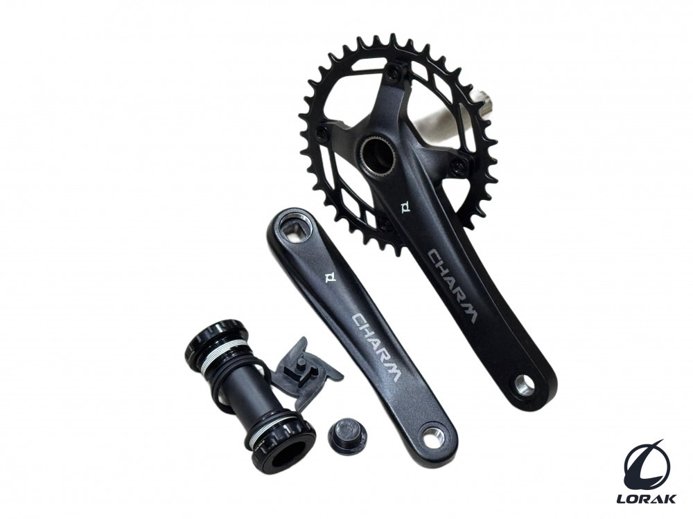 Шатун комплект спорт. 26'' алюм. PROWHEEL Charm FD04S-TT 36T, 1 speed, с внеш.подшип, Narrow Wide 