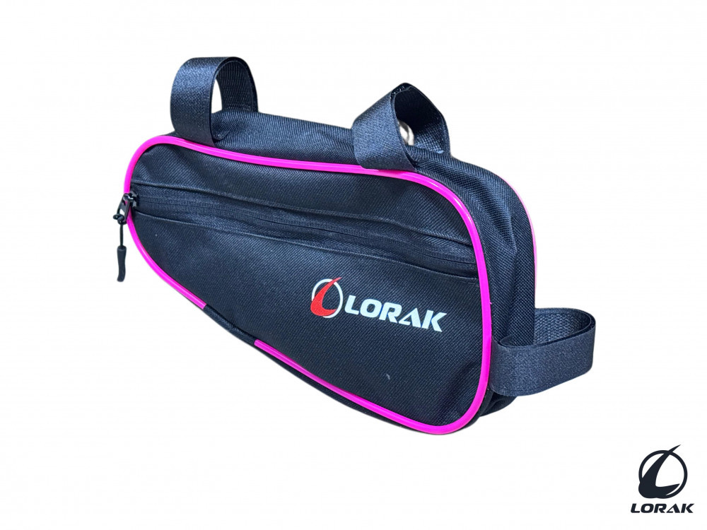 Сумка Lorak 467 под раму 32х15х5см черный-розовый, код 46707 