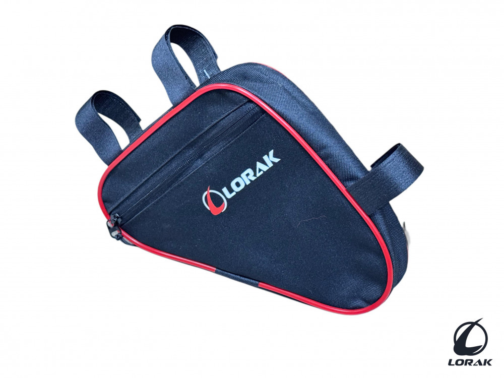 Сумка Lorak 468 под раму 20,5х20,5х5см черный-красный, код 46802 