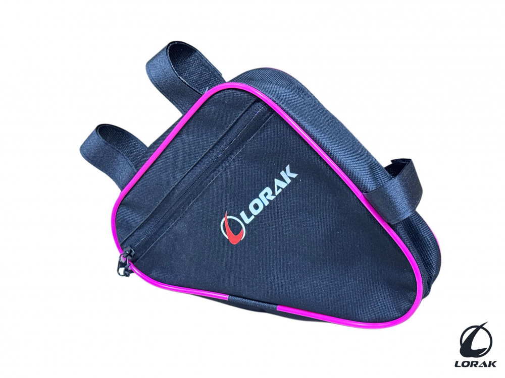 Сумка Lorak 468 под раму 20,5х20,5х5см черный-розовый, код 46807 